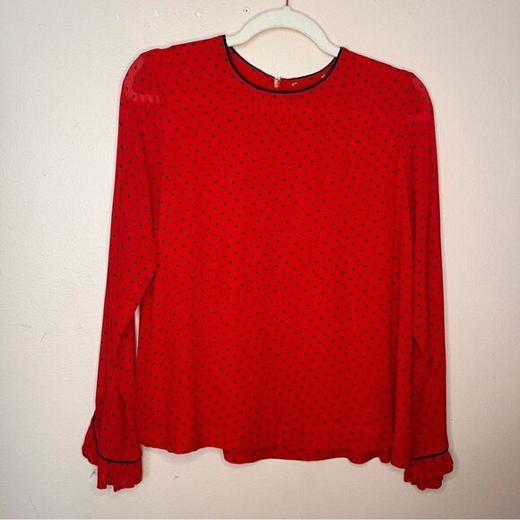 Ganni Pleated Georgette Polka Dot Plissé Blouse 38 - Picture 10 of 13